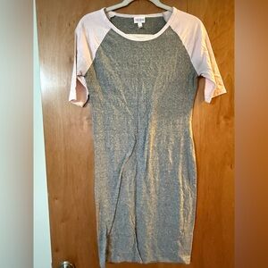 LuLaRoe Gray and Pink Midi Dress
